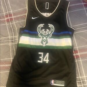 Nike Black Jersey with Green, Blue, and White Accents